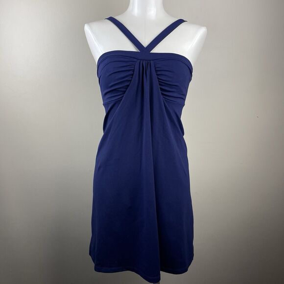 Susan Monaco Retro Y2K Style Navy blue Mini Halter Dress - Picture 1 of 9